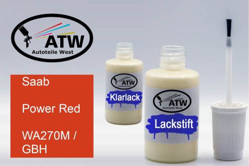 Saab, Power Red, WA270M / GBH: 20ml Lackstift + 20ml Klarlack - Set, von ATW Autoteile West.